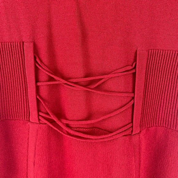 Express Bodycon Midi Dress Corset Detail Dress Blood Red Size Small - Picture 8 of 8